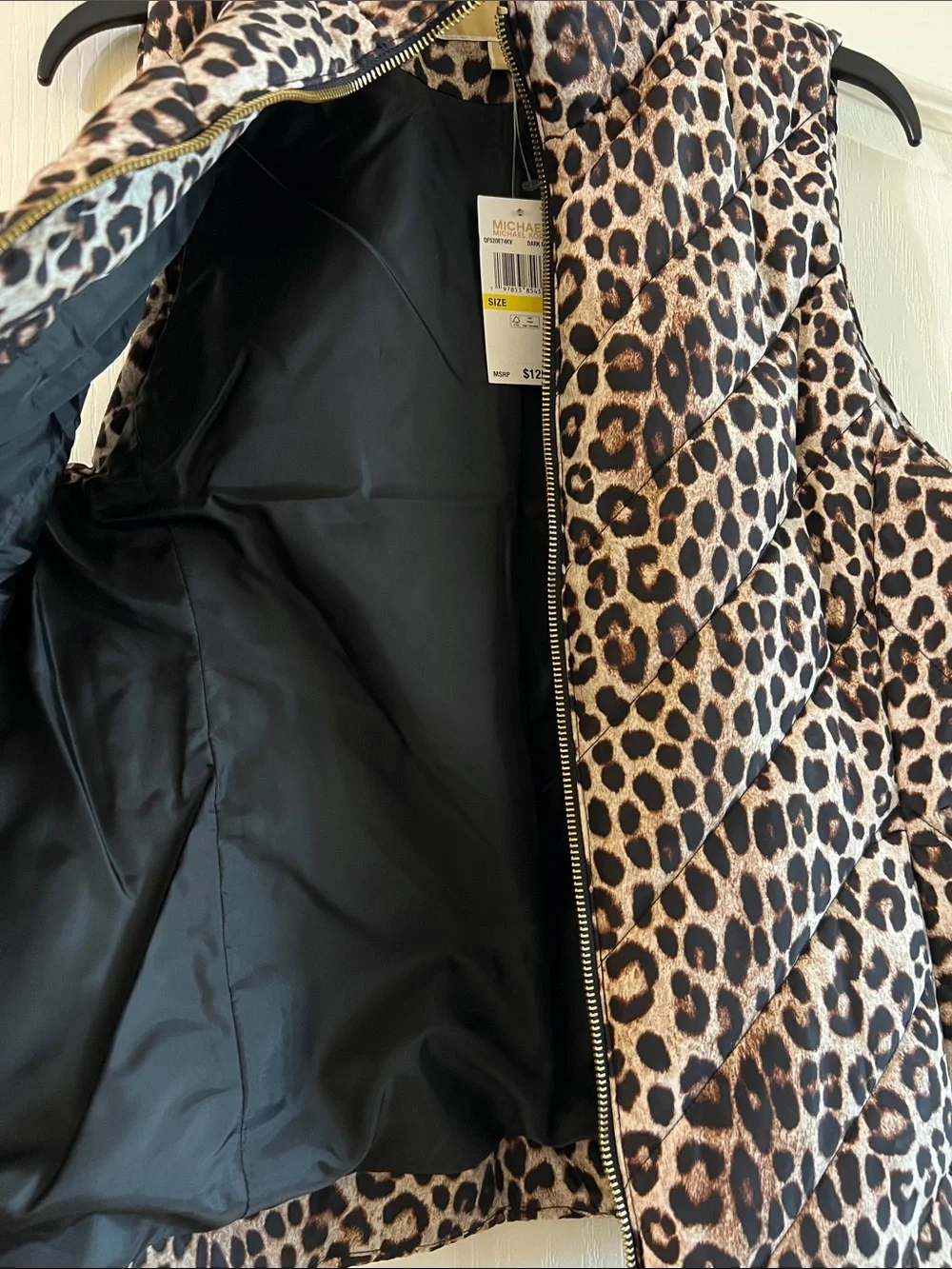 Michael Kors Leopard-Print Puffer Vest in Brown and Black